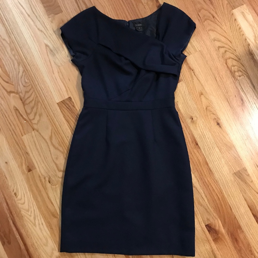 J. Crew Wool Origami Sheath Dress, Navy